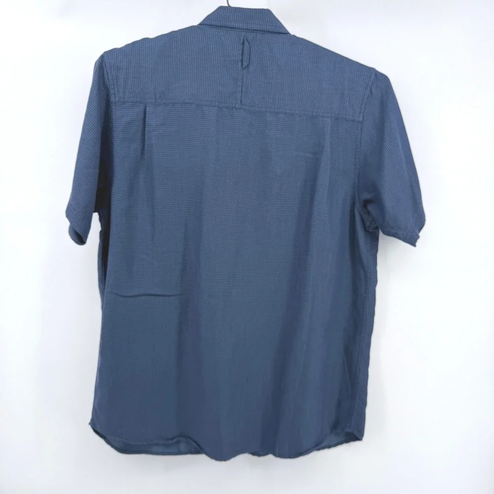 The‎ North Face Shirt Mens L Blue Striped Short Sleeve Button Up Modal Blend